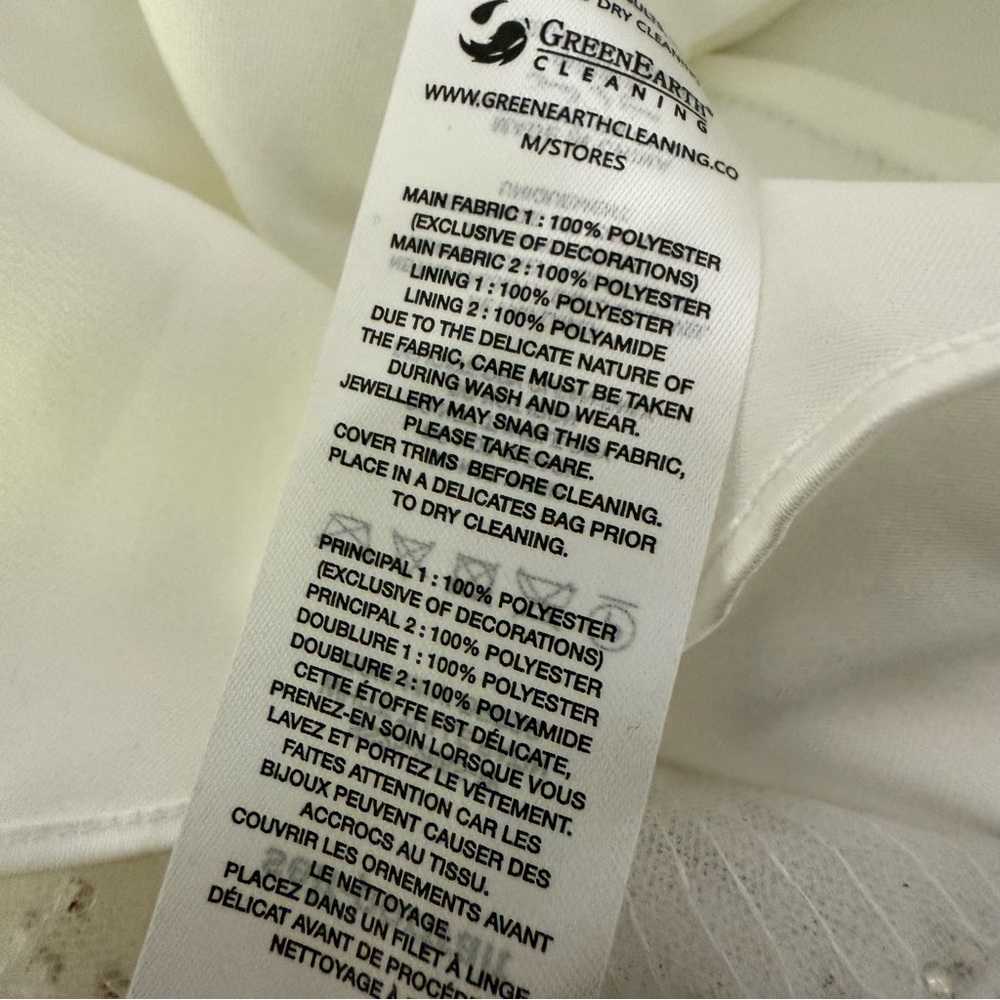 Self Portrait Embellished Tulle Satin Bow Mini Dress White Women’s Sz 2 - Picture 11 of 14